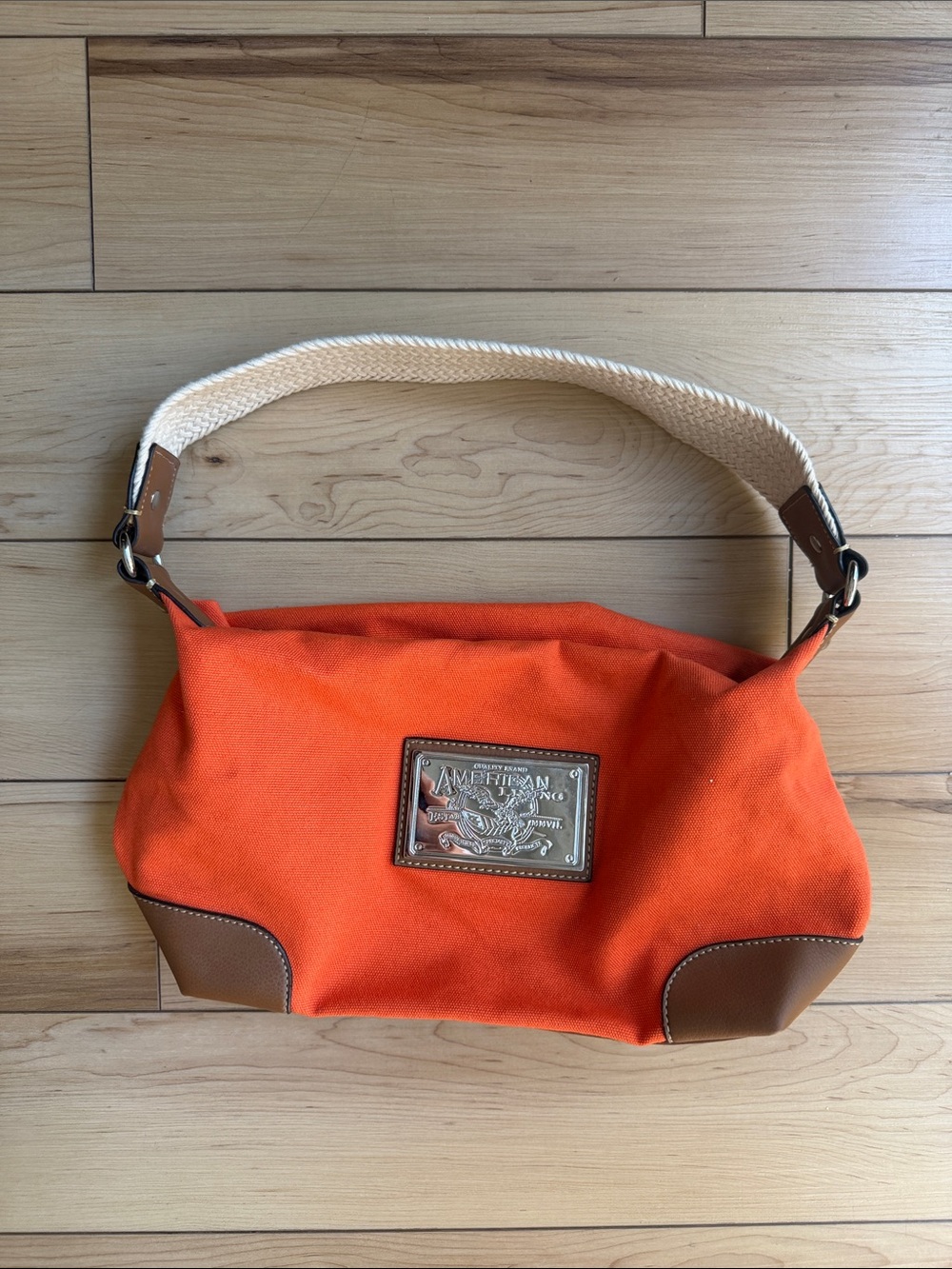 American Living Orange Shoulder Canvas Purse